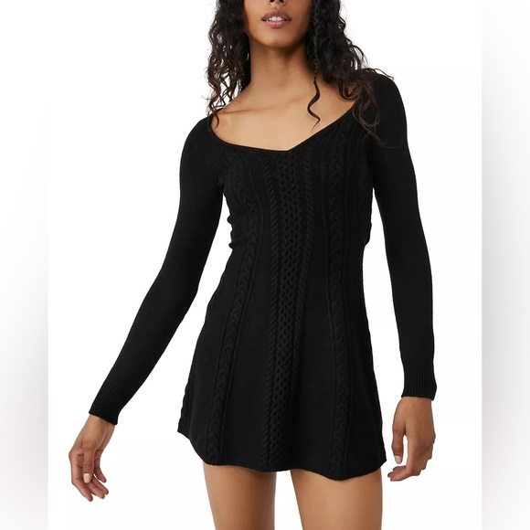 NWT FREE PEOPLE Small World Long-Sleeve Mini Dress - Picture 3 of 12